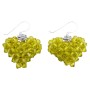 Swarovski Crystals Olivine Green Handwoven 3D Puffy Heart Earrings