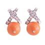 Eye Catching Bridesmaid Swarovski Coral Pearls Cubic Zircon Earrings