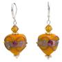 Latest Saffron Lampwork Heart Beads Swarovski Crystals Earrings
