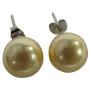 Beautifully Luxurious Yellow 12mm Oyster Shell Pearl Stud Earrings