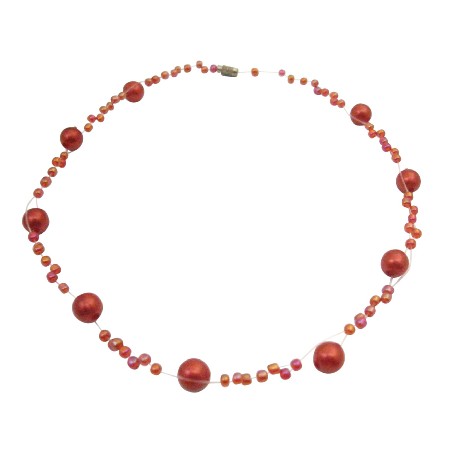 Classic Acrylic Red Maroon Beads & Black Beads