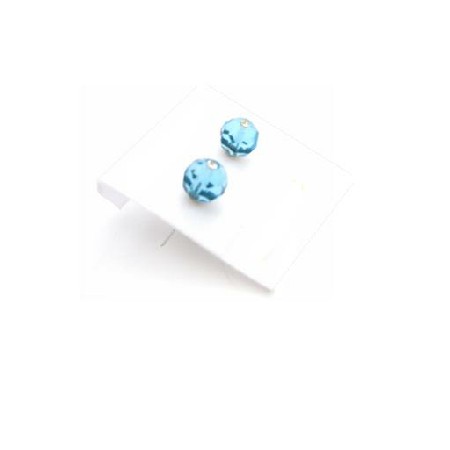 Girls Stud Earrings in Blue Aquamarine Crystals Under $3