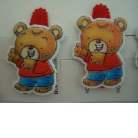 Cute Teddy Bear Clips Soft Padded Red Adorable Hair Clip Pair