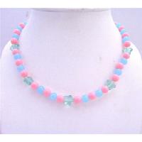 Round Beads Girls Stretchable Jewelry In Cool Pink and Blue Beads  