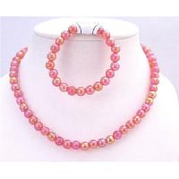 Shiny Red Beads 10mm Round Beads Necklace With Stretchable Bracelet Girls Necklace & Bracelet Girls Gift  