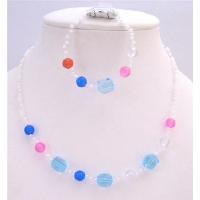 Girls Fancy Beads jewelry  Small Round White Beads Red Blue Pink Round Beads With Aqumarine Cube Beads Girls Gift Jewelry 