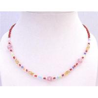 Fancy Girls Necklace Red Tiny Beads Girls Gift Necklace Gift Only for $1 Fancy Beads Decorated Mulitcolored Beads Flower