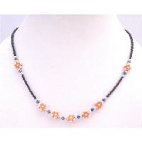 Girls Jewelry Girls Necklace Gift Only for $1 Fancy Beads Tiny Black Beads With Fancy Flower Decorated
