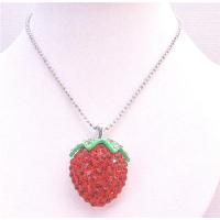 Strawberry Pendant Desirably Decorated Fully Embedded & Studded With Red Crystals Necklace