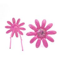 Girls Jewelry  Fuschia Flower Hair Pin With Matching Crystals Jewelry Gift
