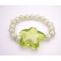 Stylish Stretchable Bracelet Peridot Star On White Beads Comfortable Jewelry