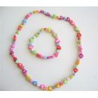 Heart Multicolored Beads Stretchable Necklace & Bracelet