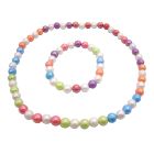 Summer Girls Jewelry Soft Multicolors Girls Stretchable Necklace & Bracelet Round Beads