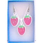 Strawberry Pendant Earrings Jewelry Set w/ Gift Box