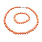 Striking Smashing Orange Round Beads 10mm Shnny Beads Girls Inexpensive Jewelry Necklace with Clasp Necklace Stretchable Bracelet