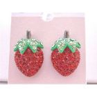 Earrings Juicy Strawberry Stud Earring Sparkling Embedded Red Crystals