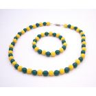 Brazil Jewelry Yellow & Green Pride Jewelry Necklace & Bracelet