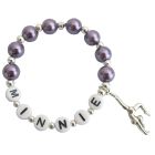 Gymnastics Charm Name Bracelet Dark Purple Pearls Bracelets