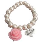 Resin Rose Flower Bracelet Flower Girl Gift Blush Pink Pearl Bracelet