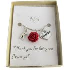 Wedding Gifts Personalized Flower Girl Necklace Rose Pendant