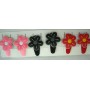 Cute Girl Assorted Flower Hair Clisp Soft Padded Red 3 Pairs Clip