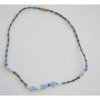 Black Pipe Beads Girls Necklace w/ Acrylic Flowers