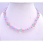 Round Beads Girls Stretchable Jewelry In Cool Pink & Blue Beads