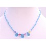 Aquamarine Beads w/ Simulated Multicolored Crystals Girls Jewelry