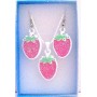 Strawberry Pendant Earrings Jewelry Set w/ Gift Box