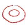 Pink Red Round 10mm Shinny Beads Necklace Stretchable Bracelet Gift