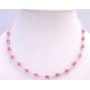 Fancy Beads Pink Tiny Beads w/ Pink Tiny Flower 15.5 inches Necklace