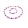 Flower Girl Lavender Purple & White Beads Tricolor Necklace & Bracelet