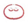 Girls Necklace Set Red Orange Beads Hoop Earrings Flower Girl Jewelry