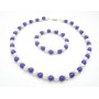 Wedding Flower Girls Purple & White Multifaceted 8mm Necklace Bracelet
