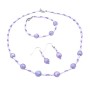 Wedding Jewelry Flower Girl Purple White Round Beads Necklace Earrings
