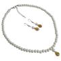 Faux White Pearls with Smoked Topaz Teardrop Bridesmaid Jewelry