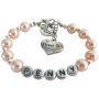 Wedding Personalized Bracelet Name Bracelet In Blush Peach Pearls