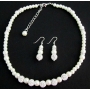 White Pearl Rhinestones Necklace Earrings Flower Girl Birthday Gift