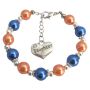 Daughter Charm Bracelet Special Daughter Gift Orange Blue Pearls