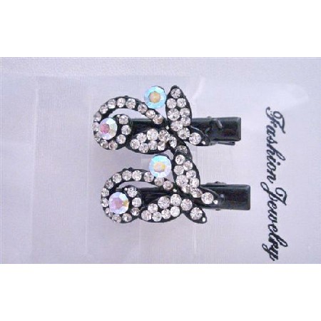 Butterfly Hair Clamp Clip Fully Embedded Simulated Diamond Pair Clip