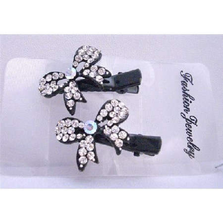 Beautiful Bow Hair Clamp Clip Encrusted w/ Cubic Zircon Sparkling Clip