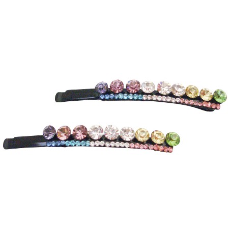 Sparkling Multicolored Rhinestones Hair Pin