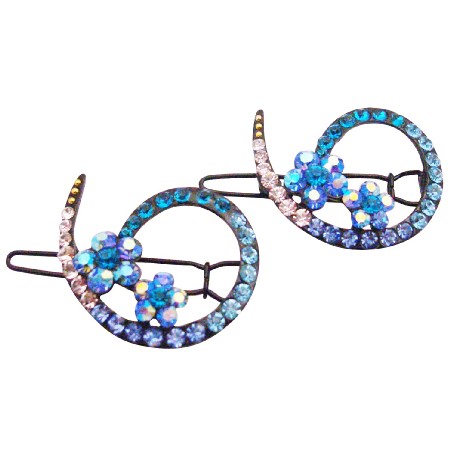 Bridesmaid Blue Hair Accessories Inexpensive Affordable Crystals Clip