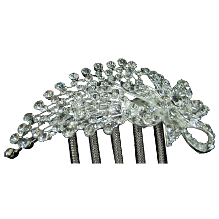 Vintage Inspired Comb Pinned In Your Hair Clear Rhinestones