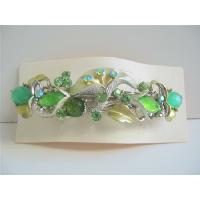 Green Enamel Hair Barrette Flower Decorated Barrette Clip