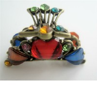 Victorian Claw Clip Enamel w/ Crystals Claw Clip