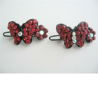 Red Crystals Butterfly Hair Barrette Red Hair Clip