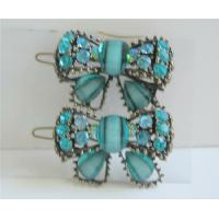 Blue Green Haire Accessories Bow Sparkling Crystals Hair Clip