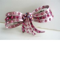 Bridal Hair Accessory Crystals Hair Barrtte Party Wear Bow w/ Austrian Crystals Barrette