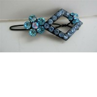 Aquamarine Sparkling Crystals Hair Barrette Pair